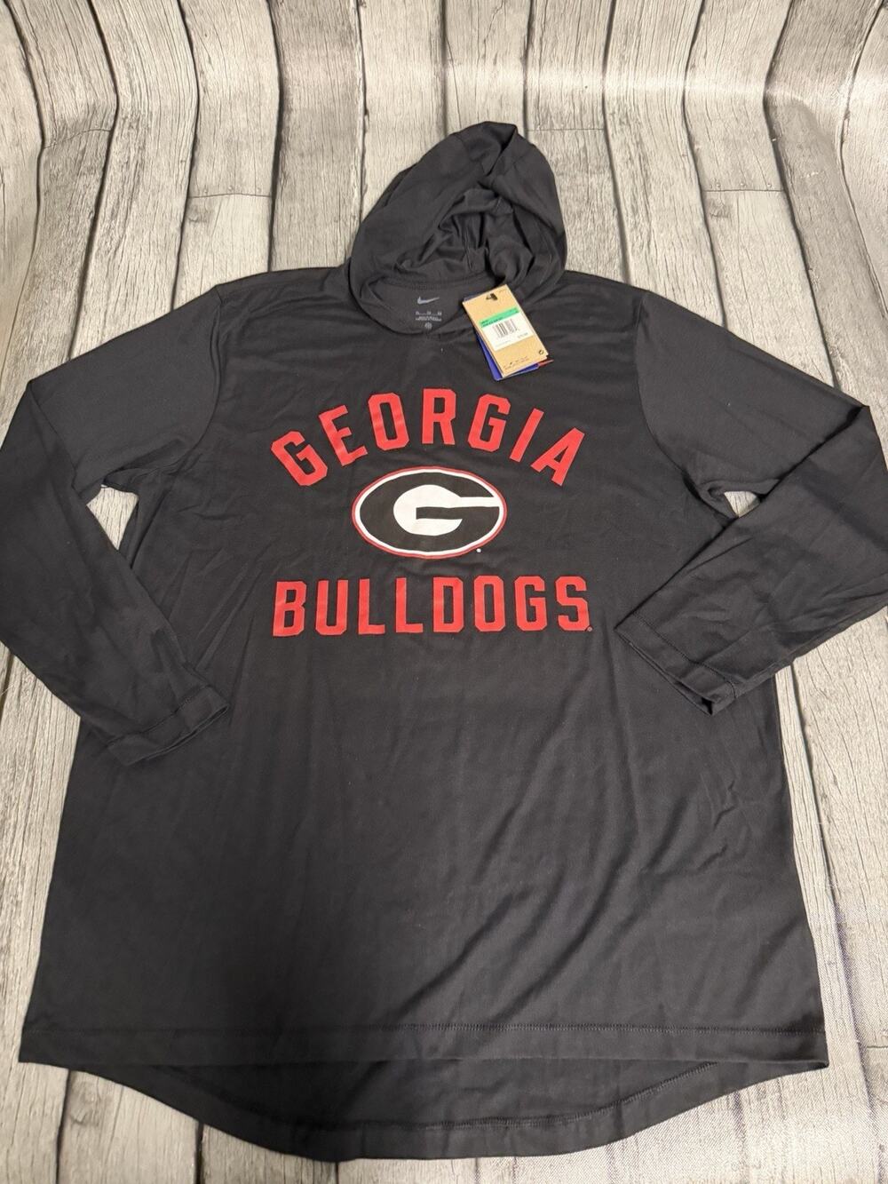 NWT Men’s Nike Georgia Bulldogs Hoodie Tshirt Black Sz XL Lightweight